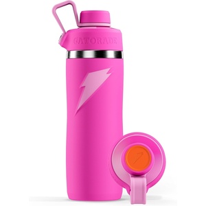 image:imageGatorade Overtime 22oz Stainless Steel Water Bottle Twist Cap GreyNeon YellowPink