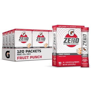 image:imageGatorade G Zero Sports Drink Mix Powder Packets Fruit Punch Electrolyte Powder Drink Mix for Hydration Zero Sugar Total 120 PacketsFruit Punch