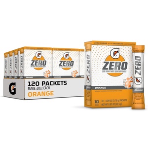 image:imageGatorade G Zero Sports Drink Mix Powder Packets Fruit Punch Electrolyte Powder Drink Mix for Hydration Zero Sugar Total 120 PacketsOrange