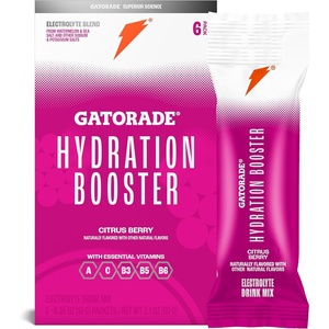 image:imageGatorade Hydration Booster Electrolyte Drink Mix Powder Packets Citrus Berry Advanced Electrolyte Blend No Added Colors No Artificial Sweeteners Essential Vitamins A C B3 B5 B6 Makes 20 Fl Oz 6 PackCitrus Berry