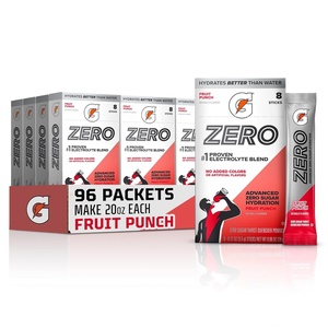 image:imageGatorade Zero Sugar Powder Fruit Punch 96 Servings  Electrolyte Powder Drink Mix No Artificial Flavors No Added Colors Zero Sugar Sports Drinks HydrationFruit Punch