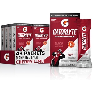 image:imageGatorlyte Powder Cherry Lime Makes 169 Fl Oz Pack of 48  Lower Sugar Specialized Blend of 5 Electrolytes No Artificial Sweeteners or Flavors 1 pack mixes with 169oz 500ml waterCherry Lime