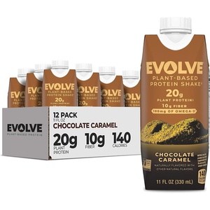 image:imageEvolve Plant Based Protein Shake Chocolate Caramel 20g Vegan Protein Dairy Free No Artificial Sweeteners NonGMO 10g Fiber 11oz 12 Pack11 Fl Oz Pack of 12