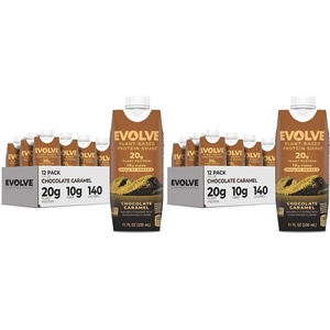 image:imageEvolve Plant Based Protein Shake Chocolate Caramel 20g Vegan Protein Dairy Free No Artificial Sweeteners NonGMO 10g Fiber 11oz 12 Pack11 Fl Oz Pack of 24