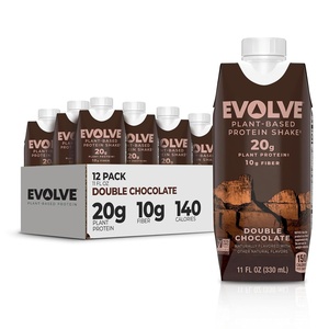 image:imageEvolve Plant Based Protein Shake Double Chocolate 20g Vegan Protein Dairy Free No Artificial Sweeteners NonGMO 10g Fiber 11 Fl Oz Pack of 12  Formula May VaryChocolate