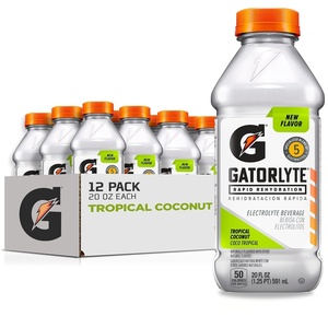 image:imageGatorlyte Rapid Rehydration Electrolyte Drink Pineapple Mango 20 fl oz Bottles 12 Pack Specialized Blend of 5 Electrolytes Lower Sugar No Artificial Sweeteners No Artificial Flavors Gatorade HydrationTropical Coconut