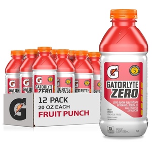 image:imageGatorlyte Zero Sugar Rapid Rehydration Electrolyte Drink Lemon Lime 20 fl oz Bottles 12 Pack Specialized Blend of 5 Electrolytes Zero Sugar 15 Calories No Artificial Sweeteners No Artificial Flavors Gatorade HydrationZero Fruit Punch