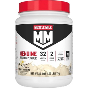 image:imageMuscle Milk Genuine Protein Powder Chocolate 494 Pound 32 Servings 32g Protein 2g Sugar Calcium Vitamins A C amp D NSF Certified for Sport Energizing Snack Packaging May VaryVanilla