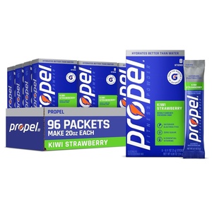 image:imagePropel Electrolyte Powder Drink Mix Grape 96 Servings  Zero Sugar Enhanced Water Beverage Gatorade Electrolytes Vitamins No Added Colors No Artificial Flavors HydrationKiwi Strawberry