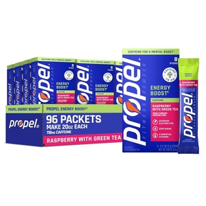 image:imagePropel Energy Boost Electrolyte Powder 2 Flavor Variety 32 Servings  118mg Caffeine Zero Sugar Gatorade Electrolytes Vitamins No Added Colors No Artificial Flavors HydrationPassionfruit Green Tea